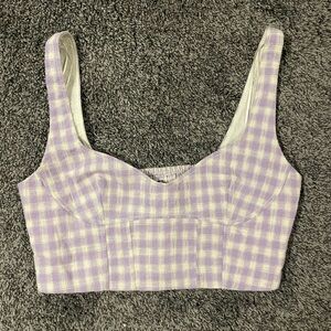 Zara Lavender and White Textured Crop Top